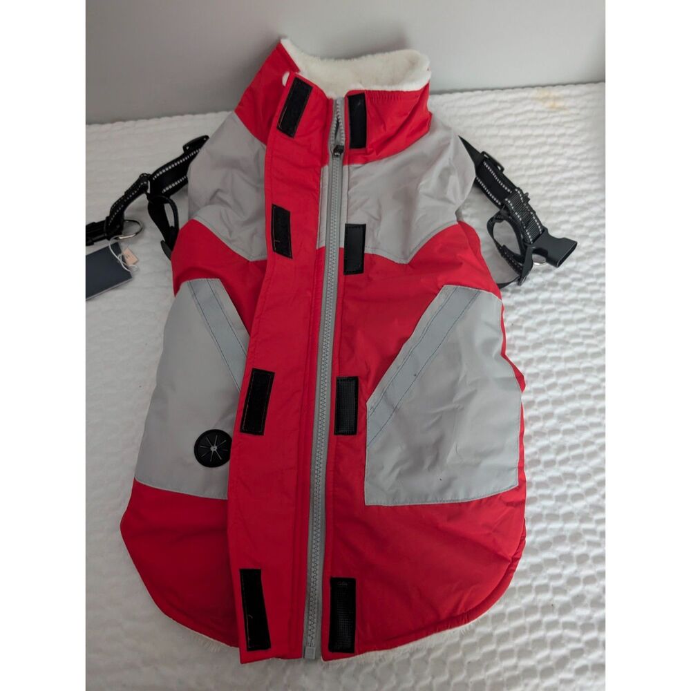 IECOii Winter Waterproof Dog Coat Red/Gray Size L - Picture 8 of 12
